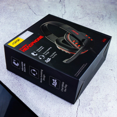 Навушники з мікрофоном Aspor A216 Gaming Deep Bass- чорно-червоний