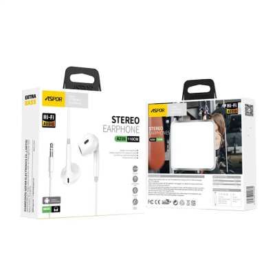 Навушники з мікрофоном Aspor A235 EarPhone (3.5мм)- білий