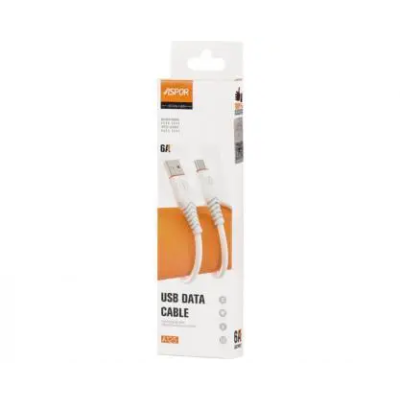 USB кабель Aspor A125 Micro Quick Charge 6A/1м- білий
