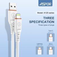 USB кабель Aspor A126 Lightning Quick Charge 6A/1м- білий