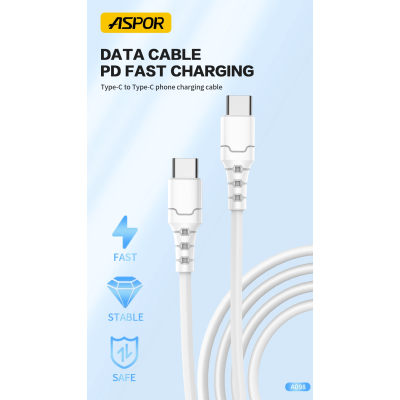 Кабель Aspor A098 PD Fast Charge Type-C - Type-C 100W/1м- білий
