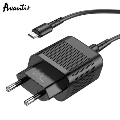 Мережевий зарядний пристрій Avantis A420 Vast power QC3.0 (1USB/3.0A/18W) + Type-C cable- чорний
