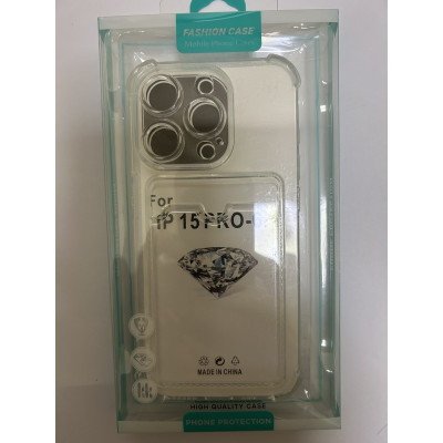 Чохол накладка Shockproof Card Slots для iPhone 15 Pro- прозорий