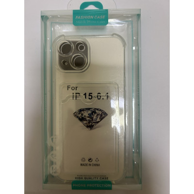 Чохол накладка Shockproof Card Slots для iPhone 15- прозорий