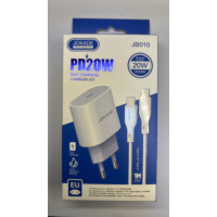 Мережевий зарядний пристрій Jokade JB010 (USB-C/PD20W) + кабель Type-C to Type-C -білий