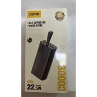 Power Bank Aspor A337 30000mAh Fast Charge (2USB/Type-C/Micro/22.5W)- чорний