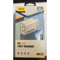 Мережевий зарядний пристрій Aspor A807 (USB-C/USB-C/3A/45W)- білий
