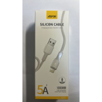 USB кабель Aspor A081 Silicone Lightning 5A/1м- білий