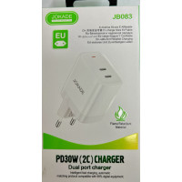 Мережевий зарядний пристрій Jokade JB083 (2USB-C/30W)- білий