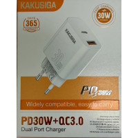 Зарядний пристрій Kakusiga KSC-1639 (1USB/USB-C/30W)- білий