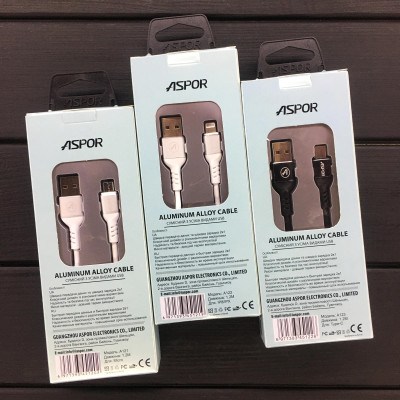 USB кабель Aspor A121 Micro 2.1A/1.2м- черный