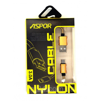 USB кабель Aspor A173 Micro 3A/0.3м- синий