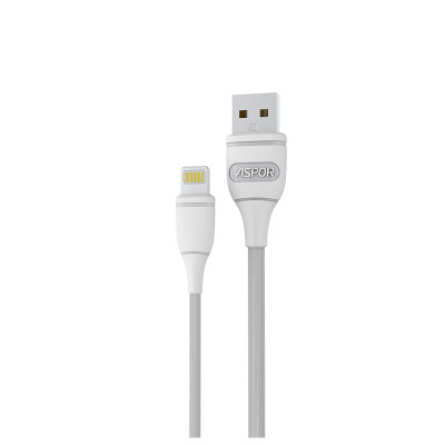 USB кабель Aspor AC-02 Lightning 2.1A/1м- белый