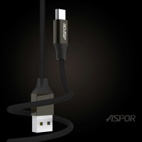USB кабель Aspor AC-11 Micro 2.4A/1.2м- черный