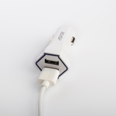 АЗУ Aspor A901C (2USB+2.4A) + USB кабель Lightning- белый