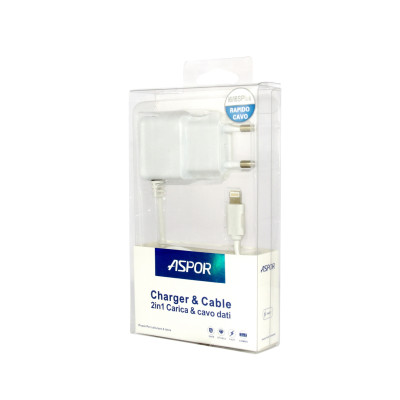 СЗУ Aspor A801 (5V/1A)+ USB кабель Lightning- белый
