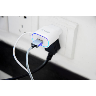 СЗУ Aspor A802  (1USB/1A) LED + USB кабель Lightning- белый