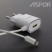 СЗУ Aspor A802  (1USB/1A) LED + USB кабель Lightning- белый