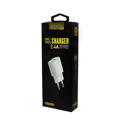 СЗУ блочок Aspor A818 Plus (1USB/2.4A) LED- белый