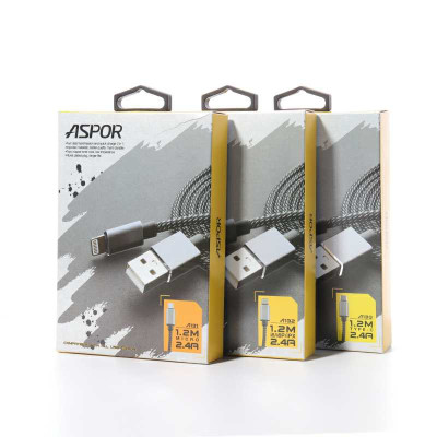 USB кабель Aspor A131 Micro Nylon 2.4A/1.2м- черный