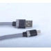 USB кабель Aspor A135 Micro Плоский Nylon 2.4A/1.2м- черный