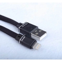 USB кабель Aspor A136 Lightning Плоский Nylon 2.4A/1.2м- черный