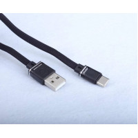 USB кабель Aspor A137 Type-C Плоский Nylon 2.4A/1.2м- черный