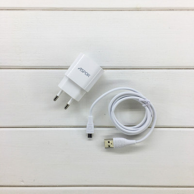СЗУ Aspor A818 Plus (2.4A iQ) + USB кабель Micro- белый